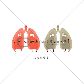 Healthy vs Unhealthy Lungs Infographic Illustration