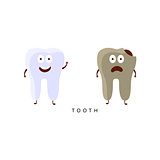 Healthy vs Unhealthy Tooth Infographic Illustration