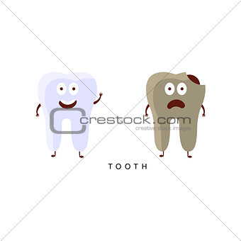 Healthy vs Unhealthy Tooth Infographic Illustration