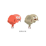 Healthy vs Unhealthy Brain Infographic Illustration