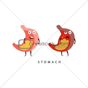 Healthy vs Unhealthy Stomach Infographic Illustration
