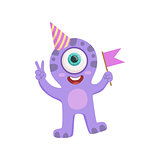 Purple Friendly Monster In Party Hat