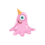 Jelly Pink Friendly Monster In Party Hat