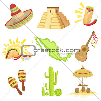 Mexican Culture Symbols Set