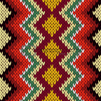 Knitting seamless geometric multicolor pattern 
