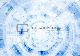Tech blue gear drawing vector background