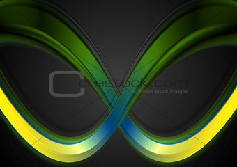 Colorful smooth waves on dark background