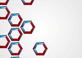 Abstract blue red hexagons corporate background