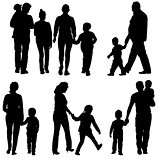 Black silhouettes Family on white background. Vector illustratio