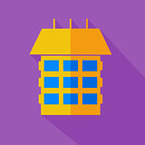 Modern flat design concept icon. Modern style yellow house. Vect