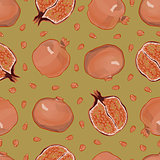 tasty pomegranates, vector seamless pattern