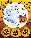Halloween theme with floating ghost