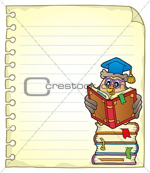 Notebook page with owl teacher 5