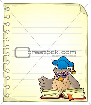 Notebook page with owl teacher 6