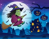 Witch on broom theme image 7