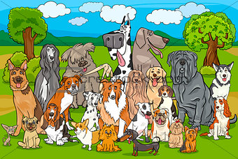 purebred dogs group cartoon