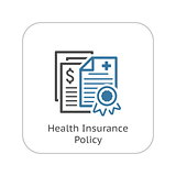 Health Insurance Policy Icon. Flat Design.