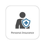 Personal Insurance Icon. Flat Design.