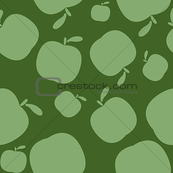 Seamless green pattern background with apples