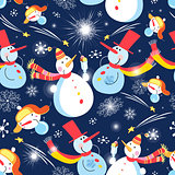 Christmas pattern with snowmen