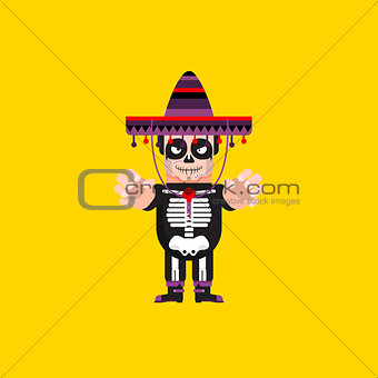 Dead Mexican character for halloween in a flat style