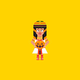 Egyptian queen with a pumpkin, character for halloween in a flat style