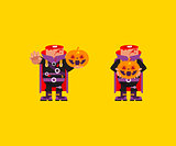 Headless horseman character for halloween in a flat style