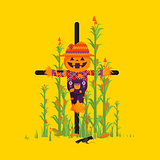 Scarecrow for halloween in a flat style