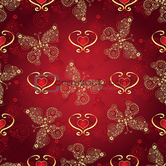 Valentine seamless dark red pattern 
