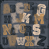 Vintage grunge alphabet vector set