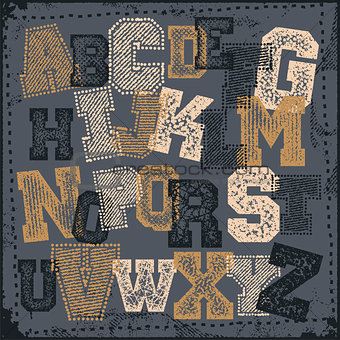 Vintage grunge alphabet vector set