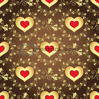 Valentine seamless brown pattern