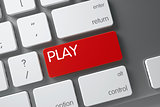 Red Play Key on Keyboard. 3D.
