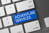 Keyboard with Blue Key - Adventure Services. 3D.