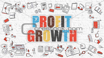 Profit Growth Concept with Doodle Design Icons.