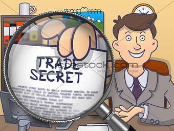 Trade Secret through Magnifier. Doodle Style.