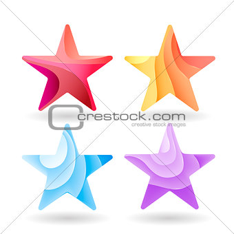 Set of Colorful stars stripped color.