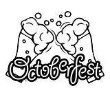 Clink Beer Glasses. Oktoberfest beer mug. Best craft beer. Vector illustration. Octoberfest label. Isolated on white.