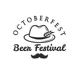 Octoberfest beer retro vintage badge, logo, emblem, label. Vector illustration. Beer festival. German hunting hat with feather and moustache. Isolated on white