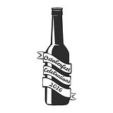 Craft beer black and white label of bottle with lettering and starburst in hipster style. Oktoberfest beer vector set. Vector illustration. Isolated on white