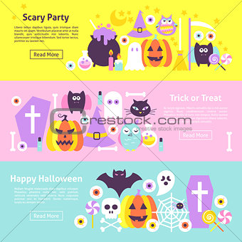 Halloween Trendy Web Horizontal Banners