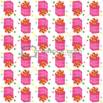Christmas presents seamless pattern. Vector illustration of cartoon gifts isolated on white