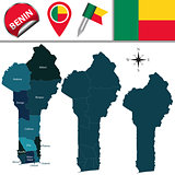 Map of Benin with Named Departments