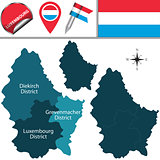 Map of Luxembourg with Districts