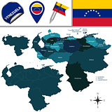 Map of Venezuela with Named States