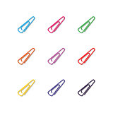 Set of multicolored paper clips, vector illustration.