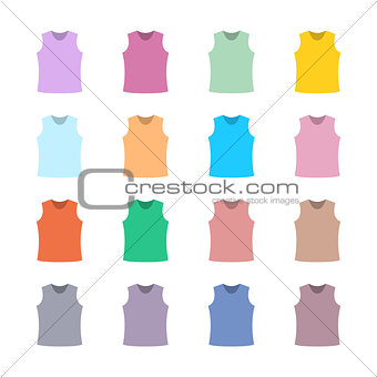 Set of colored tank top, vector illustration.