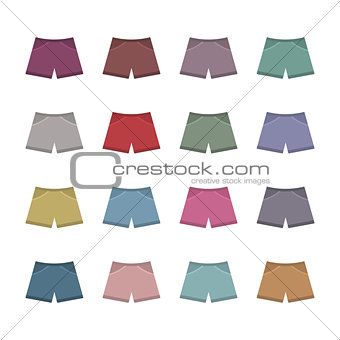 Set of colored shorts, vector illustration.