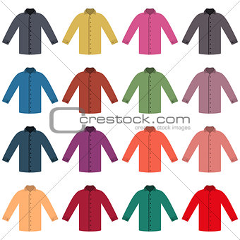 Set of colored shirts, vector illustration.