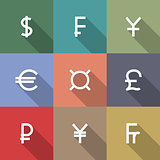 Icons currency symbols, vector illustration.